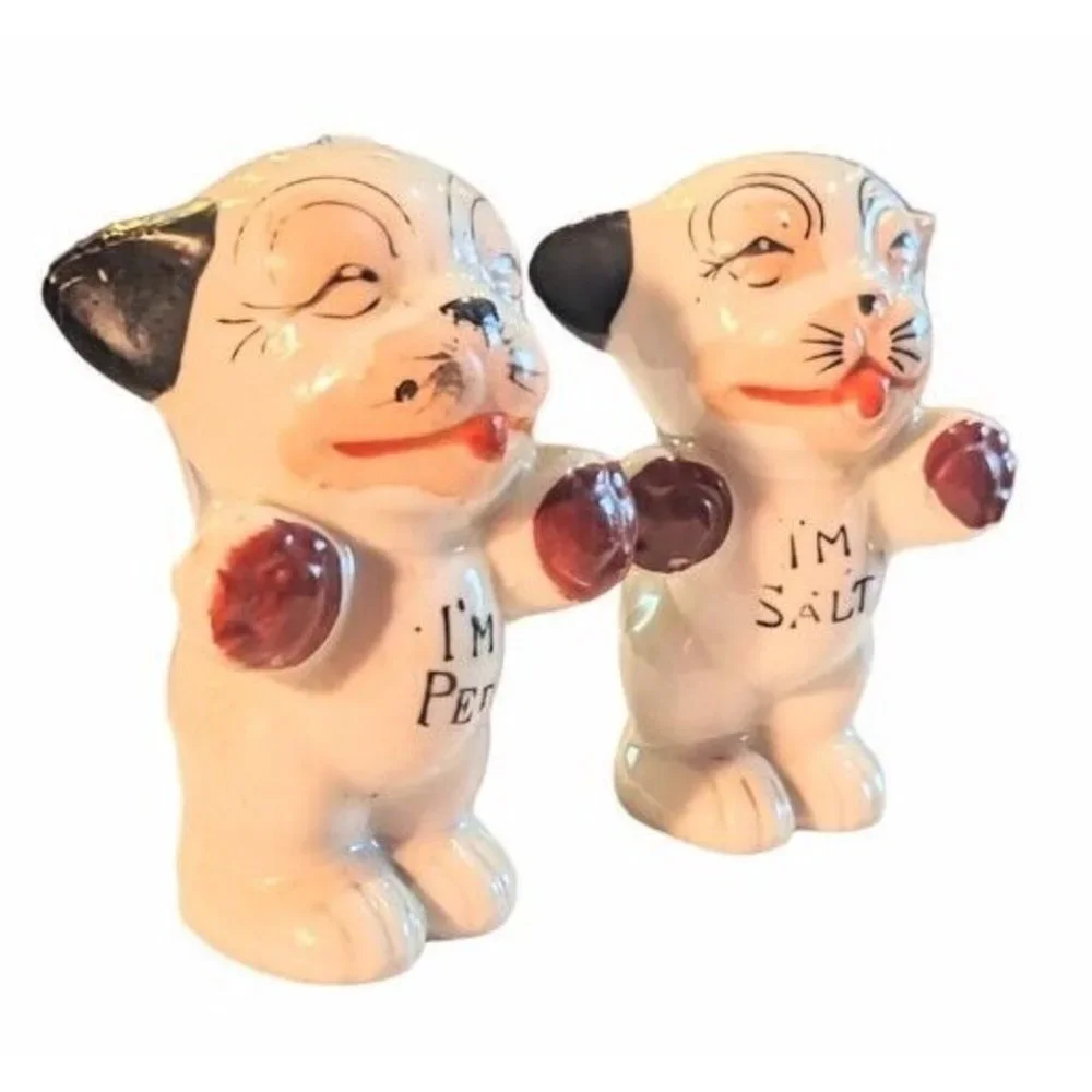 Vintage Pair Of Japanese Bonzo Salt And Pepper Shakers Dog Anthropomorphic